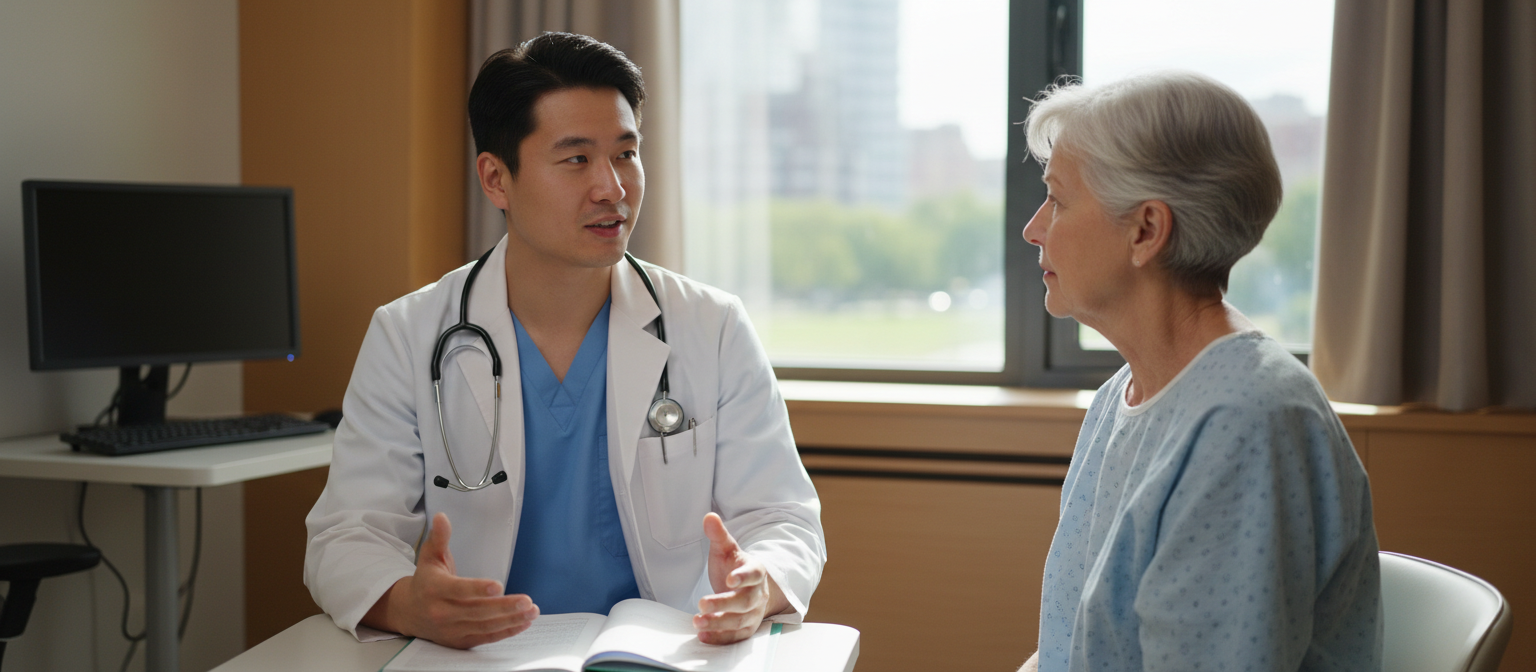 Chinese doctor consulting an international patient
